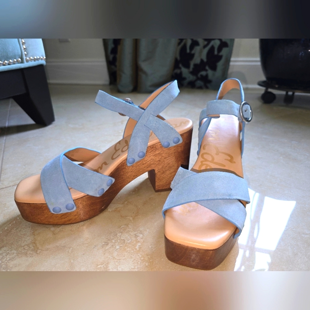 Sam Edelman Josefine sandals with wood platform heels, Size 8.5